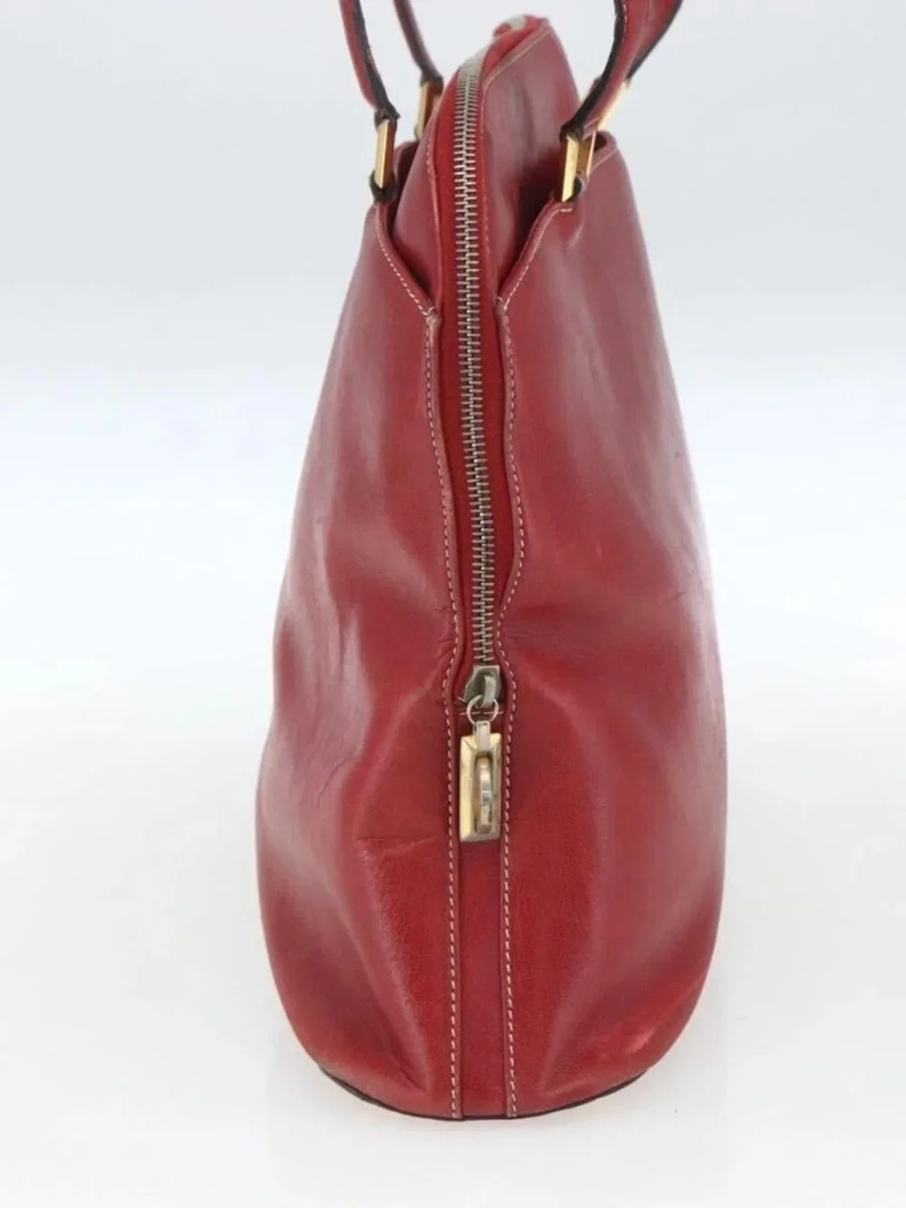 Salvatore Ferragamo Shoulder Bag Leather Red Gold Auth 162152